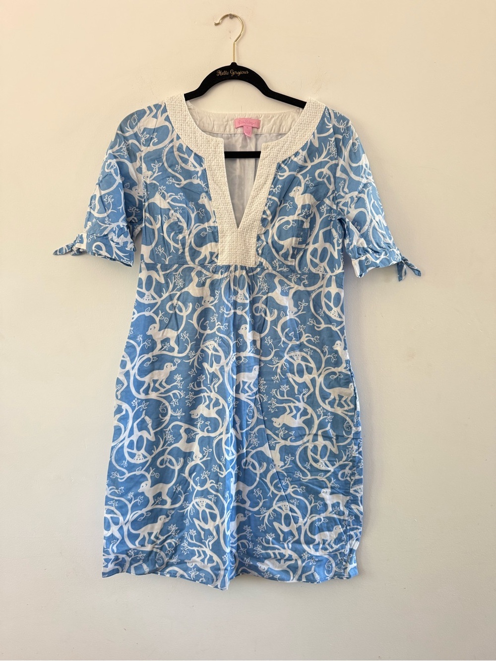 Lilly Pulitzer Shake It Up Blue & White Monkey Print Cotton Mini Dress Size 6